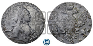 1 рубль 1763 года СПБ / ЯI (с шарфом на шее)