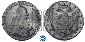 1 рубль 1774 года СПБ/ѲЛ ( СПБ, без шарфа на шее)