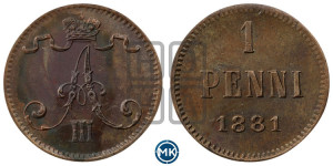 1 пенни 1881 года
