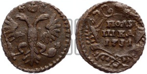 Полушка 1731 года (крест державы узорчатый)