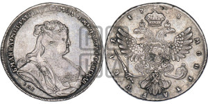 1 рубль 1738 года СПБ (петербургский тип, СПБ под рукавом)