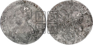 1 рубль 1725 года СПБ (Портрет влево, Петербургский тип, знак двора СПБ под орлом)