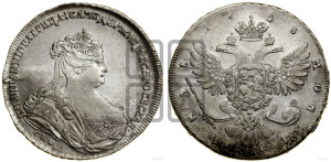 1 рубль 1738 года СПБ (петербургский тип, СПБ под рукавом)