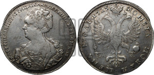 1 рубль 1725 года СПБ (Портрет влево, Петербургский тип, знак двора СПБ под орлом)