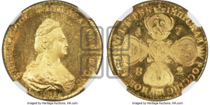 5 рублей 1782 года СПБ (новый тип, шея длиннее). Новодел.