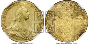 10 рублей 1767 года СПБ (без шарфа на шее)