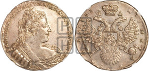 1 рубль 1733 года (без броши на груди, разновидности не отмеченные редкостью)