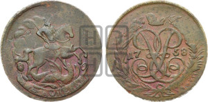 2 копейки 1758 года (гурт сетчатый)