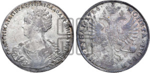 1 рубль 1726 года СП-Б (Портрет влево, Петербургский тип, знак двора СПБ под орлом)