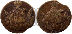 Копейка 1755 года (с орлом в облаках, гурт “МОСКОВСКОГО МАНЕТНОГО ДВОРА”)