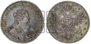 1 рубль 1738 года СПБ (петербургский тип, СПБ под рукавом)