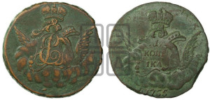 Копейка 1755 года (с орлом в облаках, гурт “МОСКОВСКОГО МАНЕТНОГО ДВОРА”)