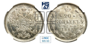 20 копеек 1888 года СПБ/АГ