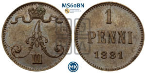 1 пенни 1881 года