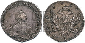 1 рубль 1756 года СПБ / Я I (СПБ, портрет работы Скотта)