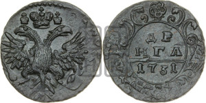 Денга 1731 года (крест державы узорчатый)