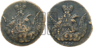 Копейка 1756 года (с орлом в облаках, гурт “ЕКАТЕРИНБУРГСКОГО ДВОРА”)