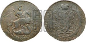 2 копейки 1757 года (гурт сетчатый)