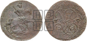 Денга 1759 года (с вензелем Елизаветы I)