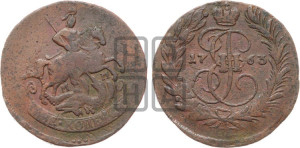 2 копейки 1763 года ММ (ММ, Красный  монетный двор)