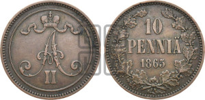 10 пенни 1865 года