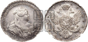 1 рубль 1739 года СПБ (петербургский тип, портрет 1740 года СПБ, розетка на груди и плече)