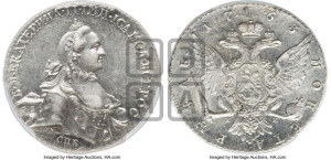 1 рубль 1763 года СПБ / НК (с шарфом на шее)