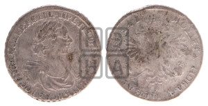 1 рубль 1719 года OK (портрет в латах, знак медальера ОК, без обозначения минцмейстера)