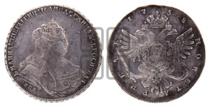 1 рубль 1738 года СПБ (петербургский тип, СПБ под рукавом)
