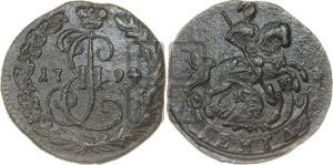 Денга 1794 года КМ (КМ, Сузунский монетный двор)