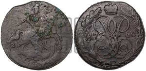 Денга 1760 года (с вензелем Елизаветы I)