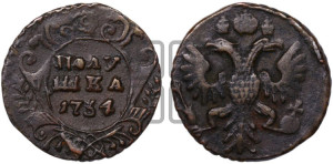 Полушка 1734 года (тип 1730 года, грудь узкая, в крыле 9-10 перьев, крест державы узорчатый)