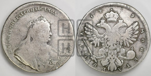 1 рубль 1739 года СПБ (петербургский тип, портрет 1740 года СПБ, розетка на груди и плече)