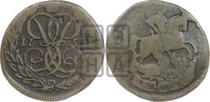 Денга 1757 года (с вензелем Елизаветы I)