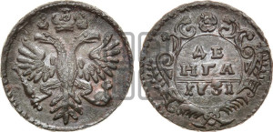 Денга 1731 года (крест державы узорчатый)