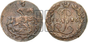 Денга 1786 года КМ (КМ, Сузунский монетный двор)