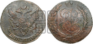 5 копеек 1791 года Е:М: (Павловский перечекан)