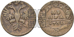 Денга 1731 года (крест державы узорчатый)