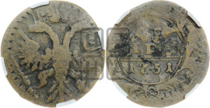 Денга 1731 года (крест державы узорчатый)