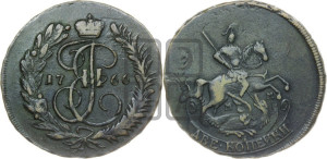 2 копейки 1766 года ММ (ММ, Красный  монетный двор)