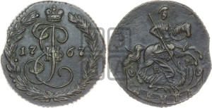 Денга 1767 года ЕМ (ЕМ, Екатеринбургский монетный двор)
