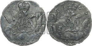 5 копеек 1756 года СПБ (кружок большого формата)