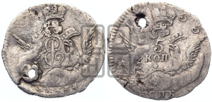 5 копеек 1755 года СПБ (кружок большого формата)
