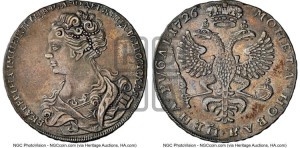 1 рубль 1726 года (Портрет влево, Московский тип, хвост орла широкий)