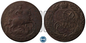 Копейка 1758 года (с вензелем Елизаветы I)