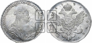 1 рубль 1739 года СПБ (петербургский тип, портрет 1738 года СПБ, без розетки на груди и плече)