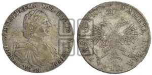 1 рубль 1718 года OK/L (портрет в латах, знак медальера ОК, инициалы минцмейстера L)