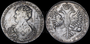 1 рубль 1726 года СП-Б (Портрет влево, Петербургский тип, знак двора СПБ под орлом)