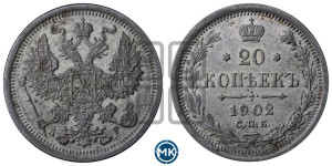 20 копеек 1902 года СПБ/АР