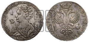 1 рубль 1725 года (Портрет влево, Московский тип, хвост орла широкий)